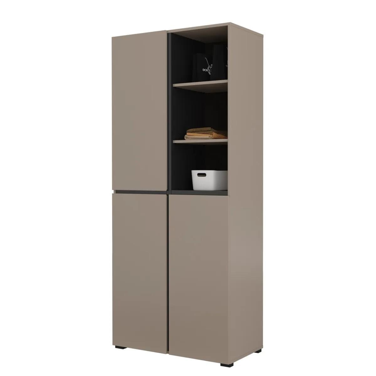 Szafa do przedpokoju CROSS 3D 80cm congo/czarna z półkami