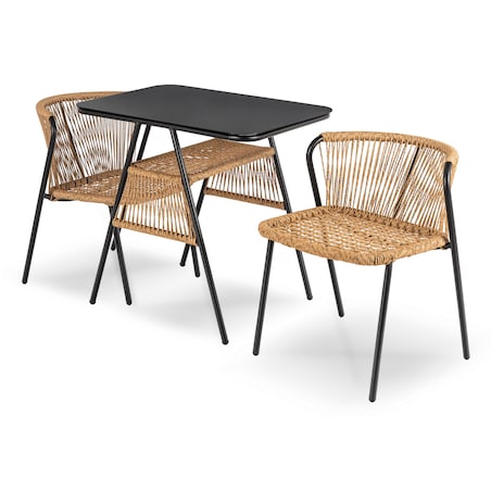 Zestaw 2 Krzesła Ogrodowe I Stolik Rattan Na Ogród Balkon Taras Brąz TRISTE