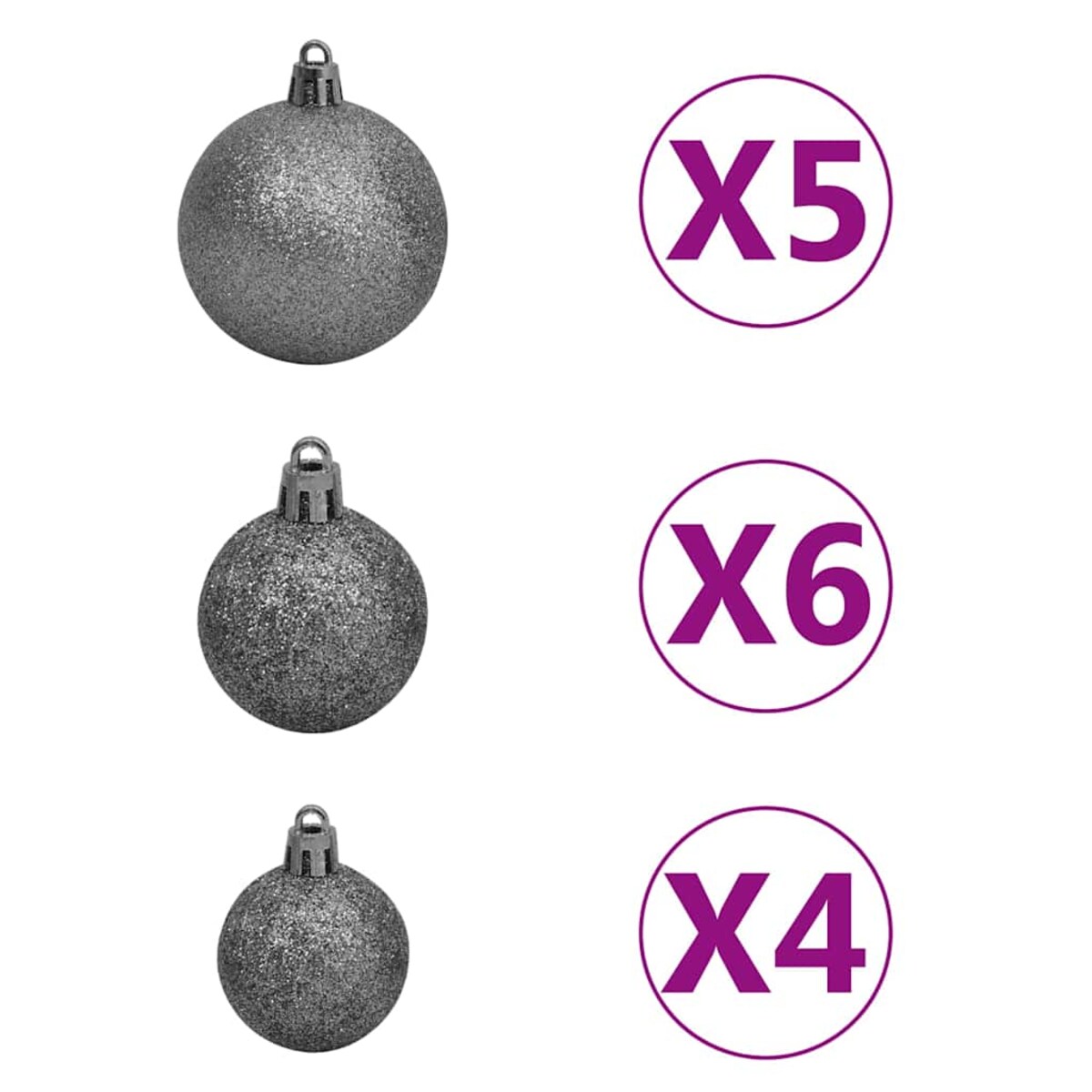 vidaXL Sztuczna choinka z lampkami i bombkami, czarna, 120 cm, PVC