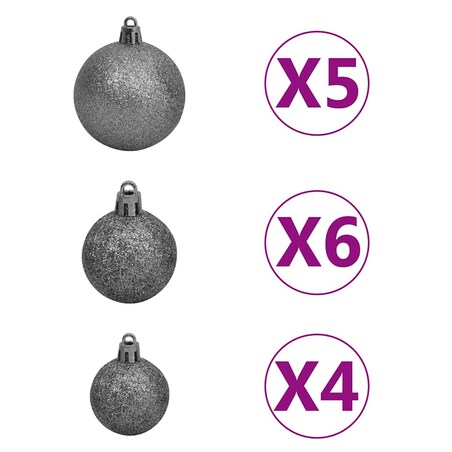 vidaXL Sztuczna choinka z lampkami i bombkami, czarna, 120 cm, PVC