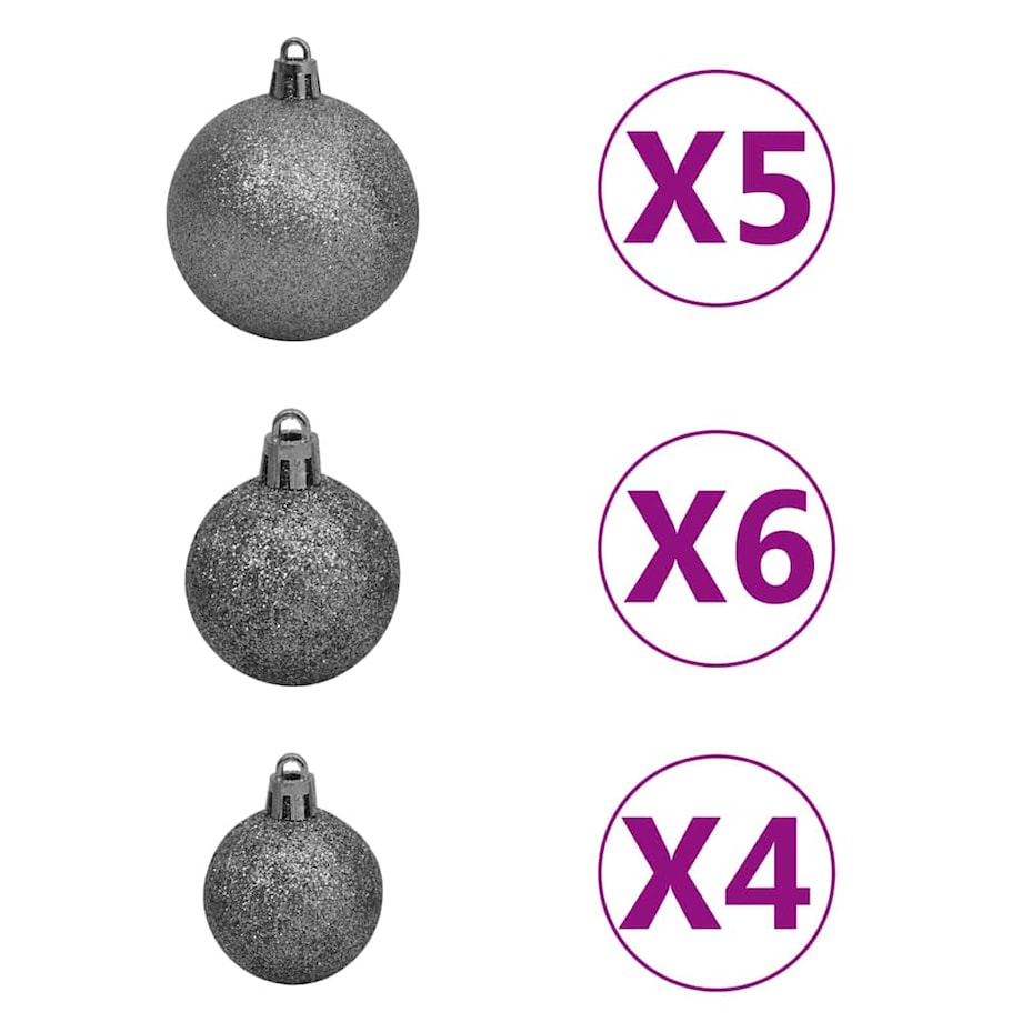 vidaXL Sztuczna choinka z lampkami i bombkami, czarna, 120 cm, PVC
