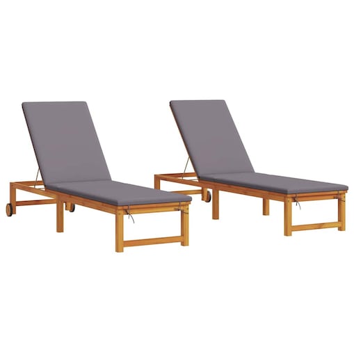 vidaXL Leżak 2 pcs Brązowy 53 x 202 x 89cm Lite drewno akacjowe