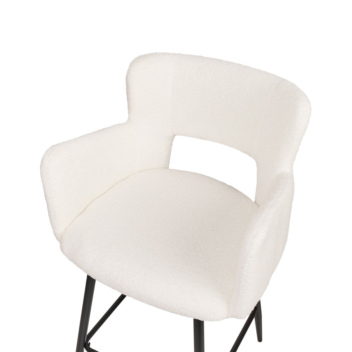 Zestaw 2 krzeseł barowych SANILAC Boucle Kremowy