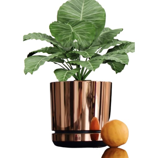 14 cm wzór ŁOSOSIOWY Doniczka z podstawką nowoczesna elegancka różowe złoto glamour wysoki połysk industrialny loft retro