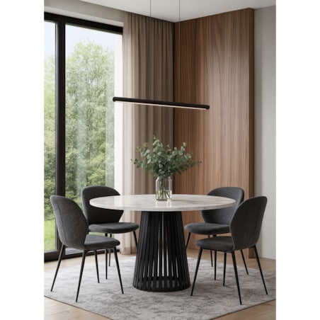 Stół okrągły VIV z lamelami do jadalni , salonu, blat 75 cm - marmur jasny