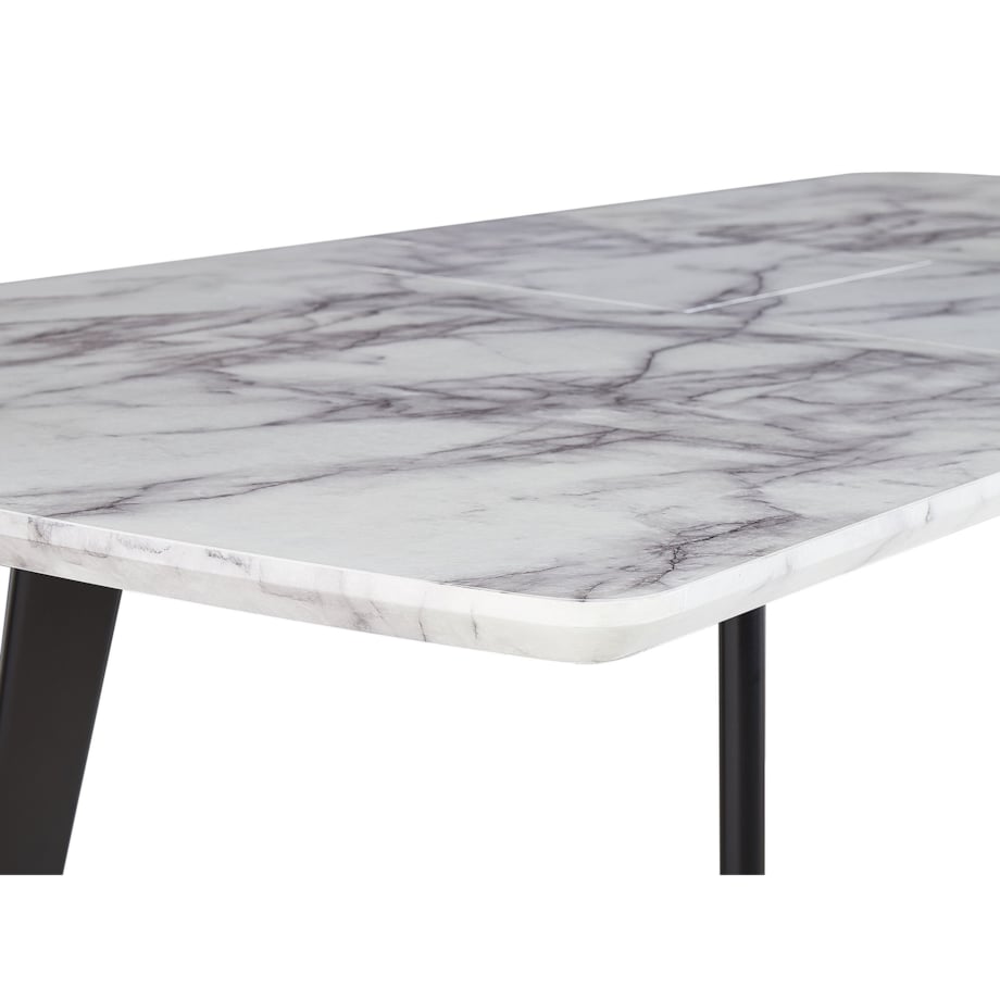 Stół do jadalni rozkładany 160/200 x 90 cm efekt marmuru z czarnym MOSBY