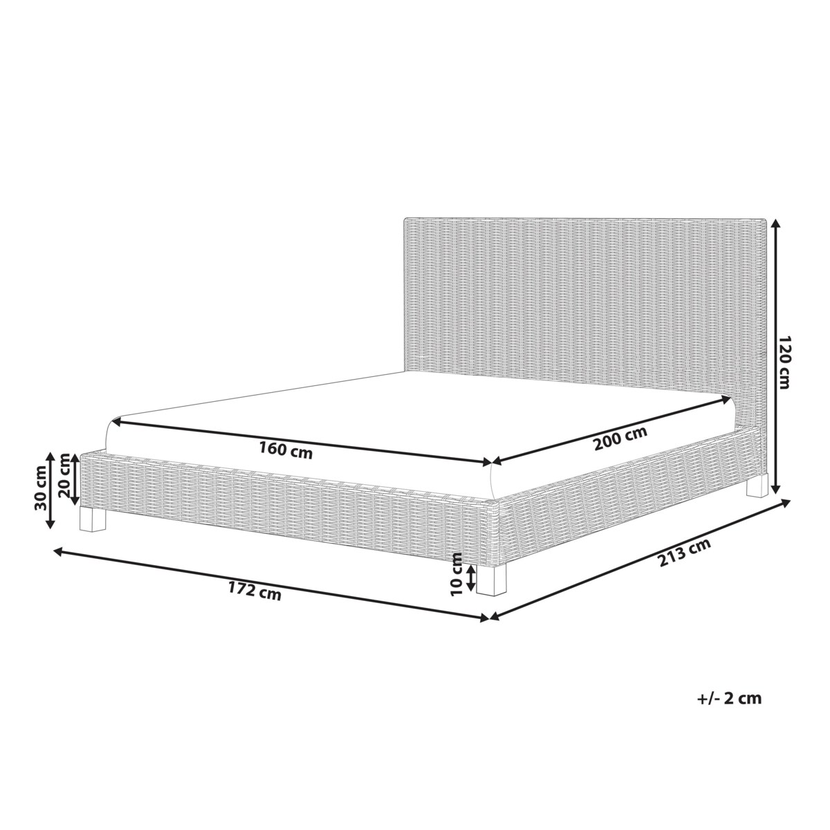 Łóżko rattanowe 160 x 200 cm naturalne SALBRIS