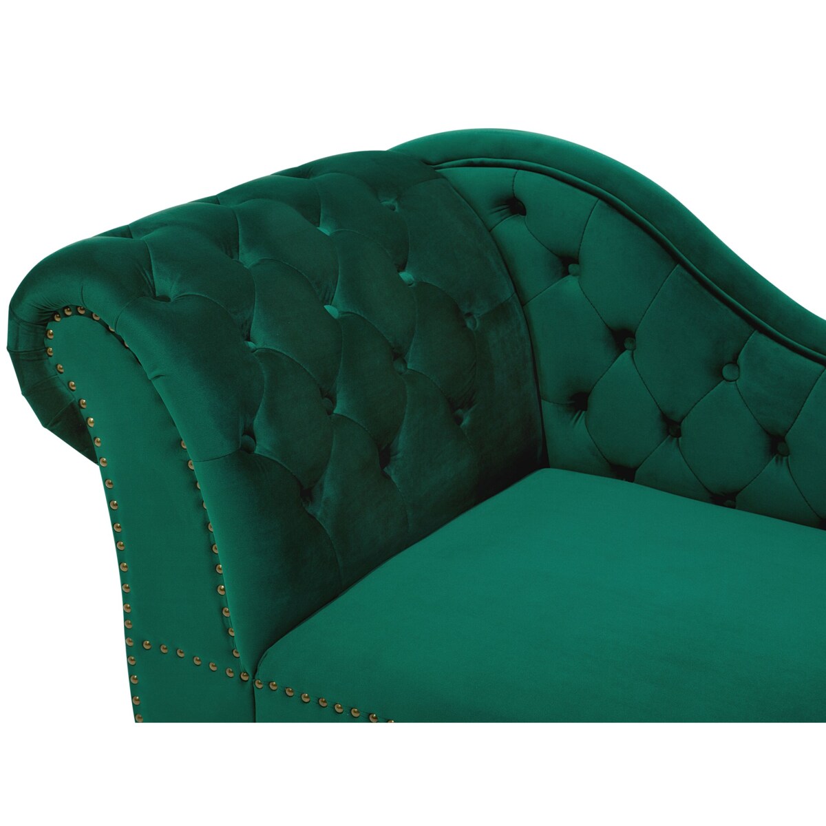 Szezlong welurowy lewostronny ciemnozielony NIMES