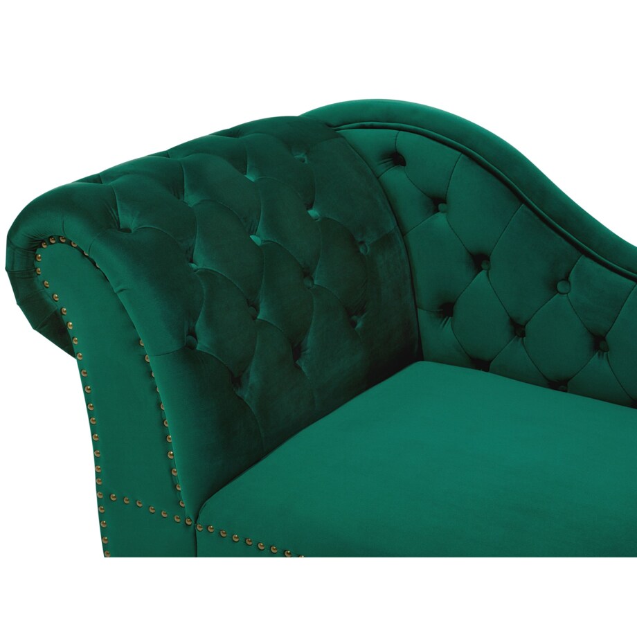 Szezlong welurowy lewostronny ciemnozielony NIMES