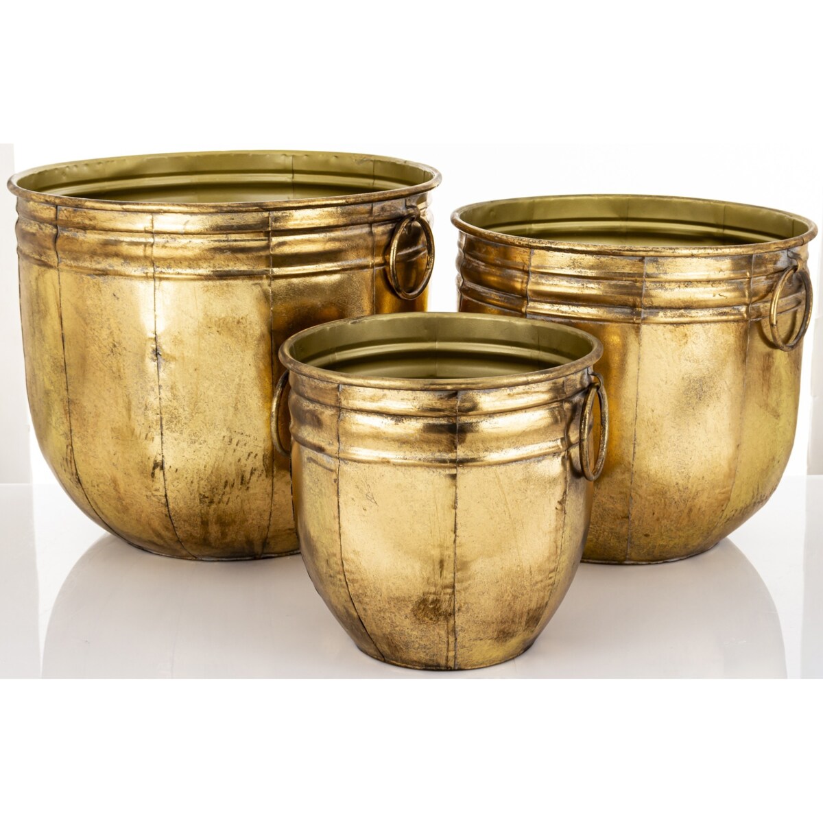 Komplet 3 szt. metalowych osłonek na doniczki 33,5x39,5x39,5 i 30x33 x 33 i 24x24,5x24,5 cm BARILE -2