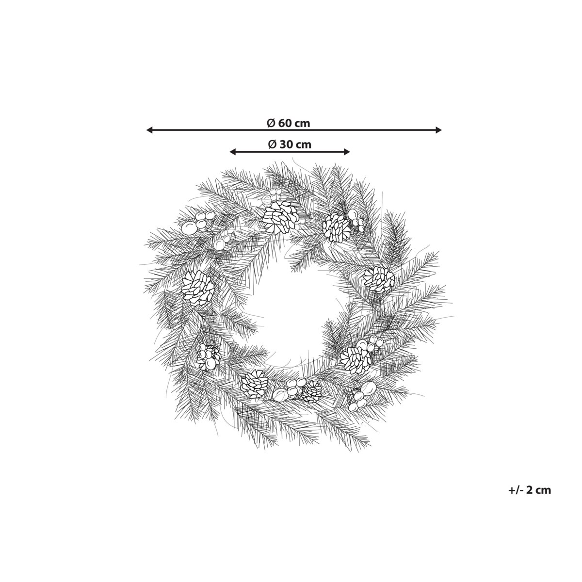 Ośnieżony wianek świąteczny LED 60 cm zielony PAIMIO