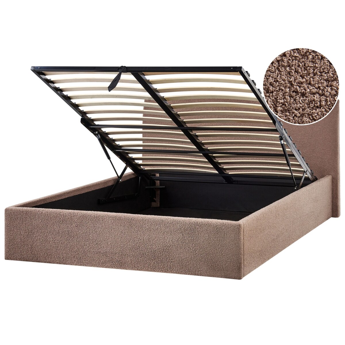 Łóżko z pojemnikiem Boucle ORBEY 140 x 200 cm Brązowy
