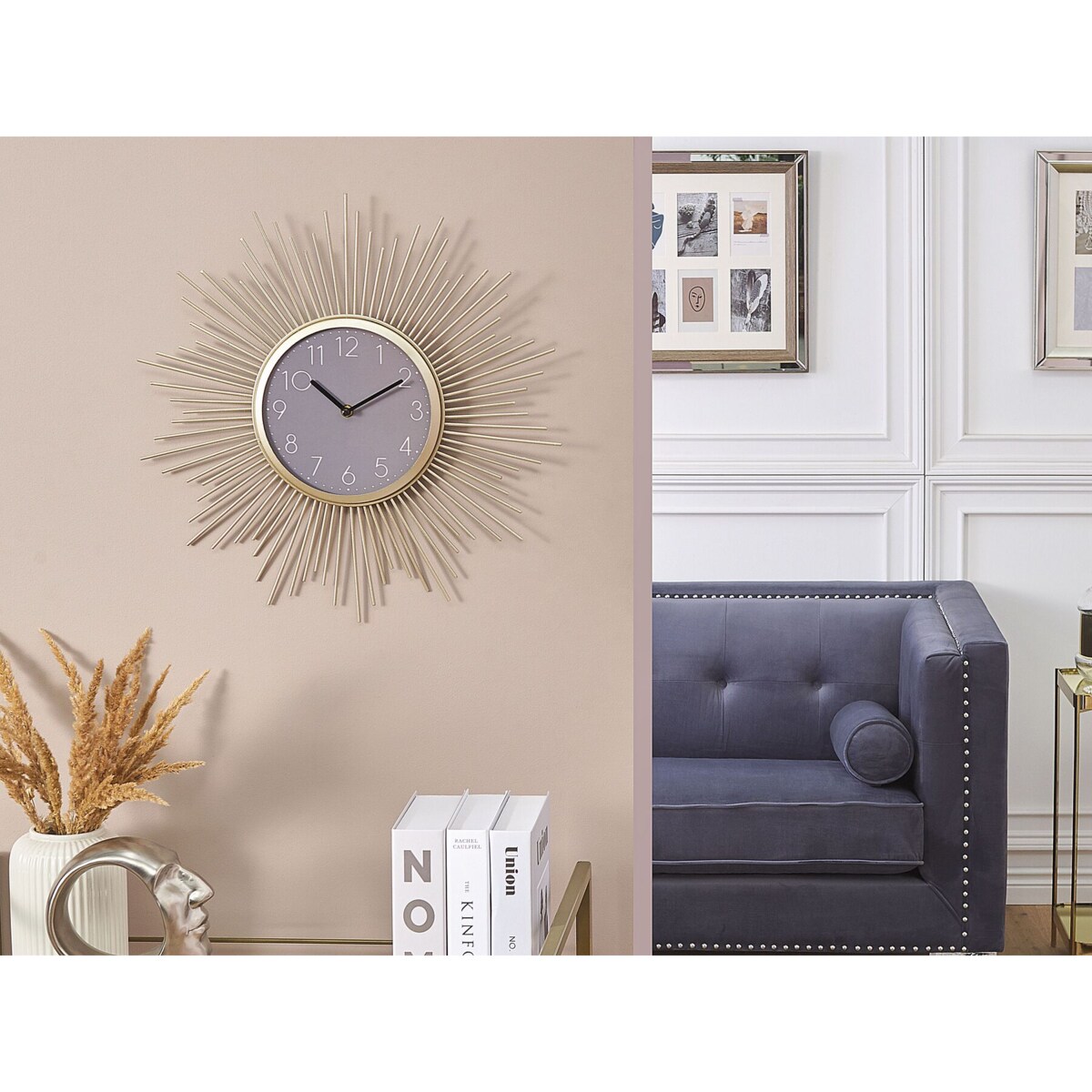 Zegar ścienny słońce ø 45 cm złoto-szary SOLURA