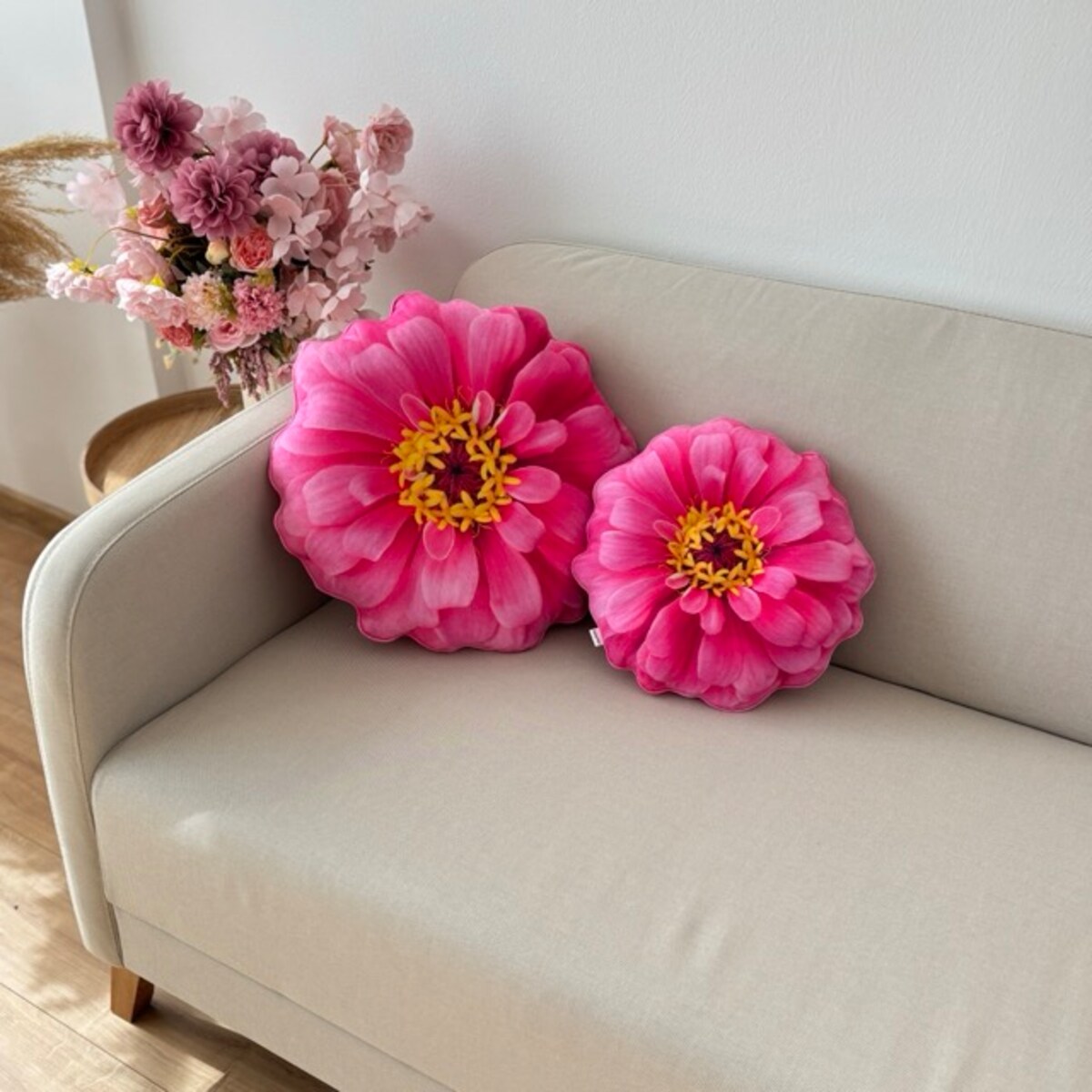 Poduszka kwiat Cynia wytworna różowa mała
