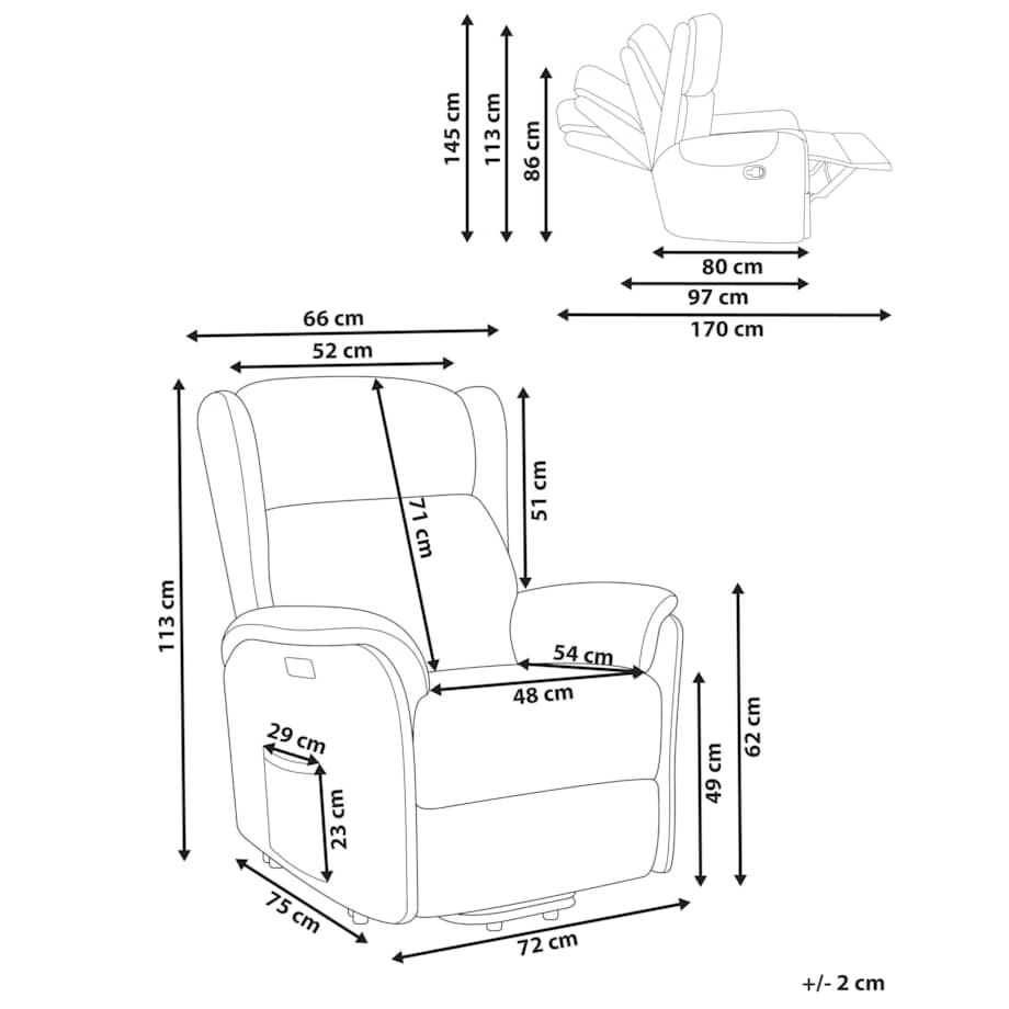 Fotel z elektryczną funkcją relaksu kremowy ELEGY