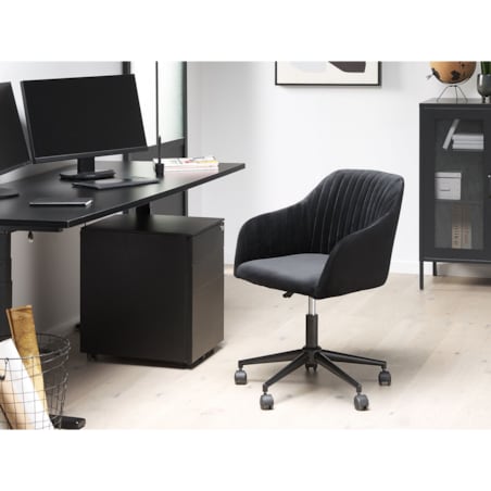 Krzesło biurowe regulowane welurowe czarne VENICE