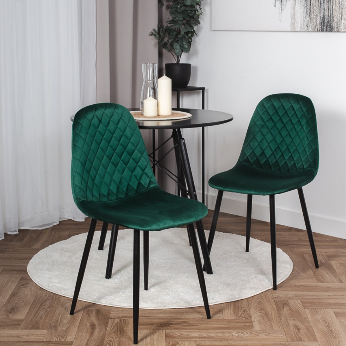 Krzesło tapicerowane pikowane nowoczesne do salonu jadalni zielone