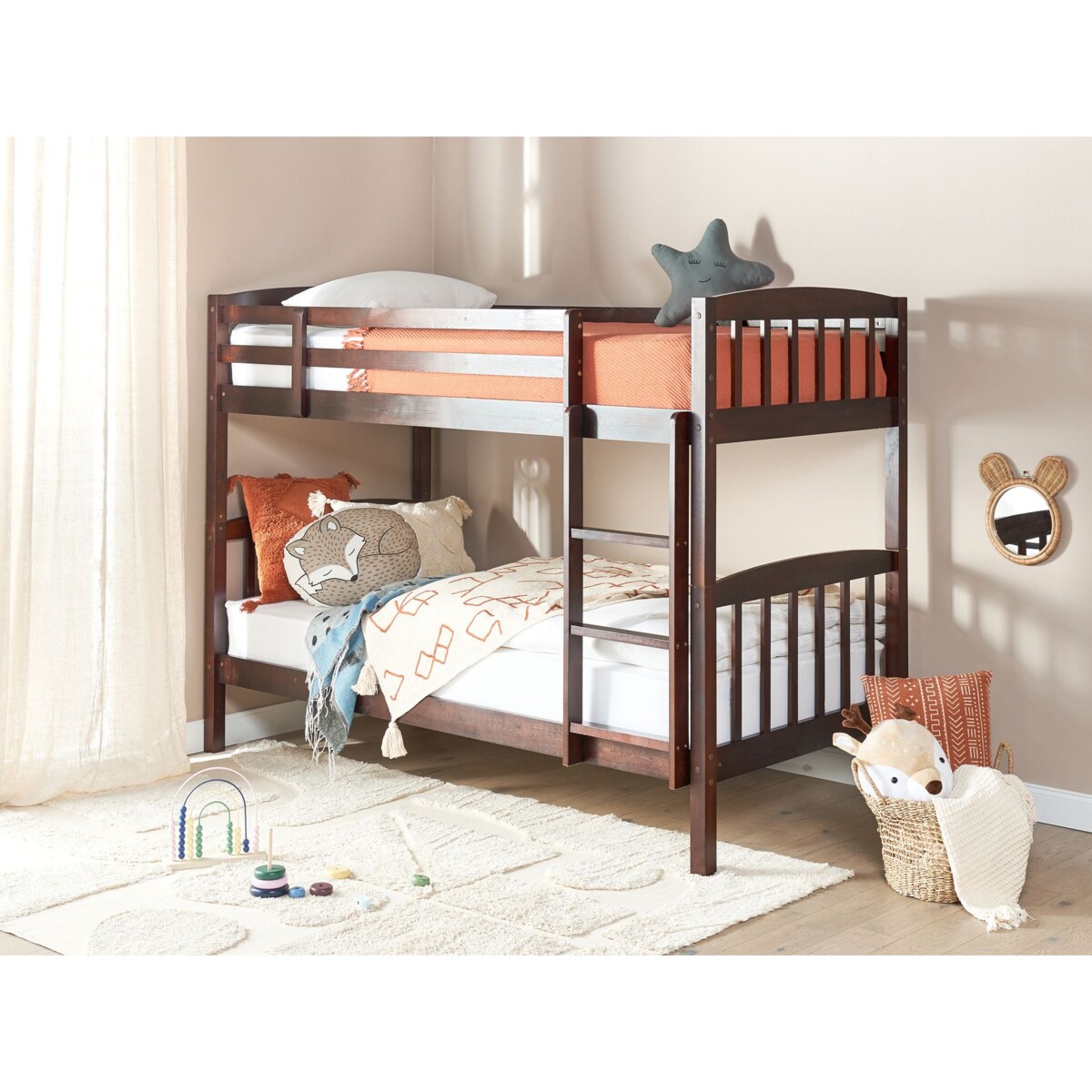 Łóżko piętrowe Drewno sosnowe REVIN 90 x 200 cm Ciemnobrązowy