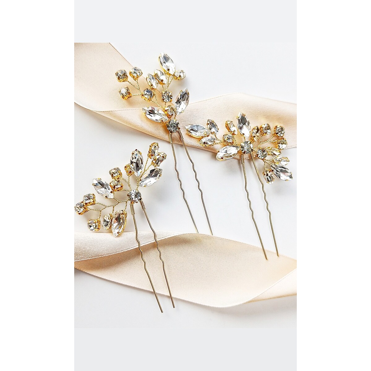 KOMPLET wsuwek spinek szpilek do fryzury na ślub BŁYSZCZĄCE złote efektowne