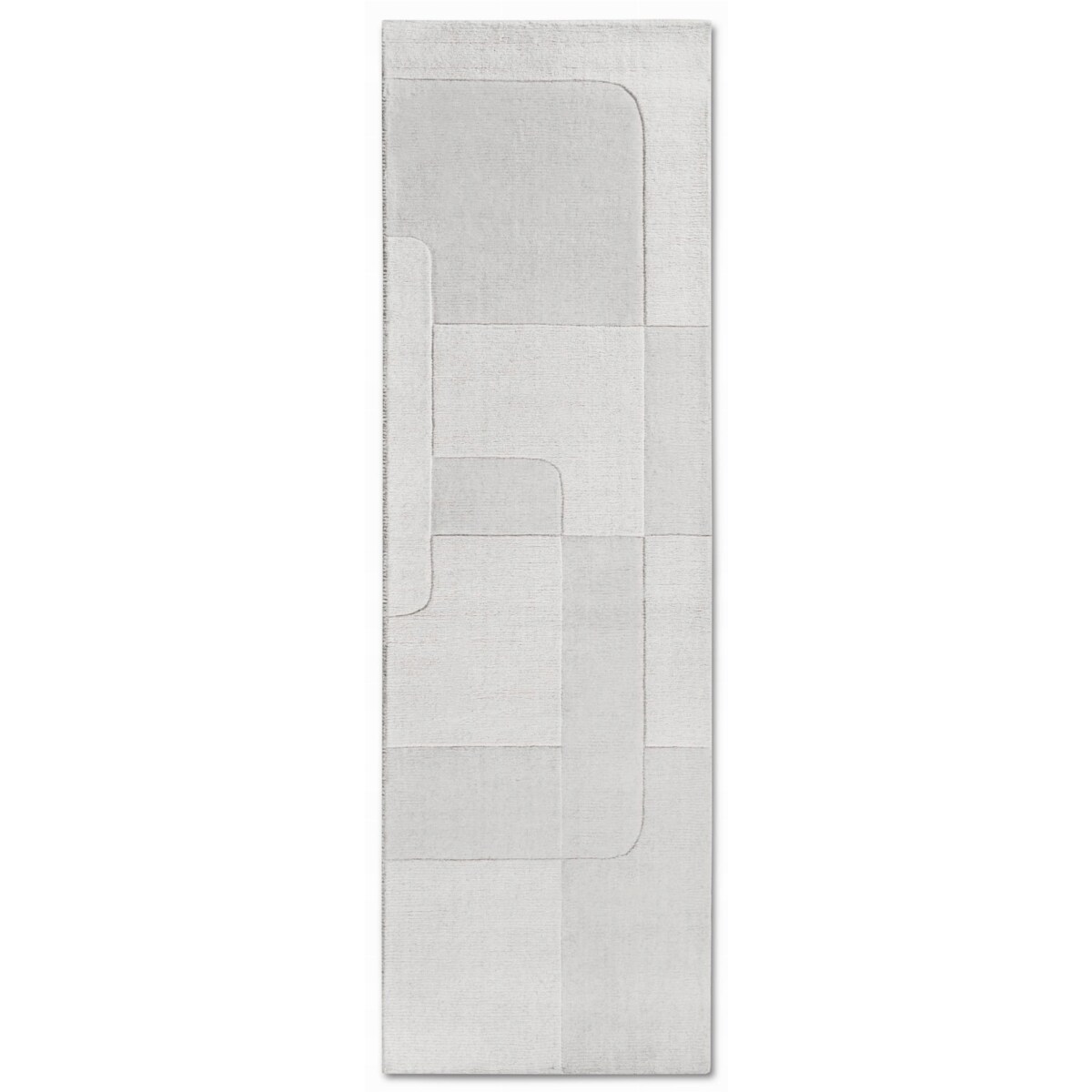 Chodnik wełniany do korytarza 80x250cm, kremowy nowoczesny wzór 3D