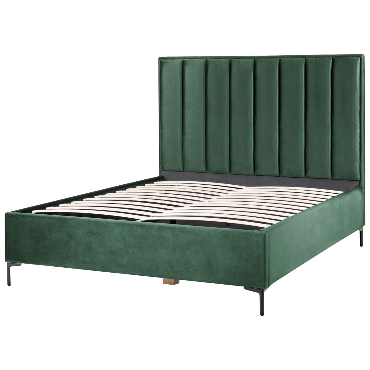 Łóżko z pojemnikiem welurowe 160 x 200 cm zielone SEZANNE