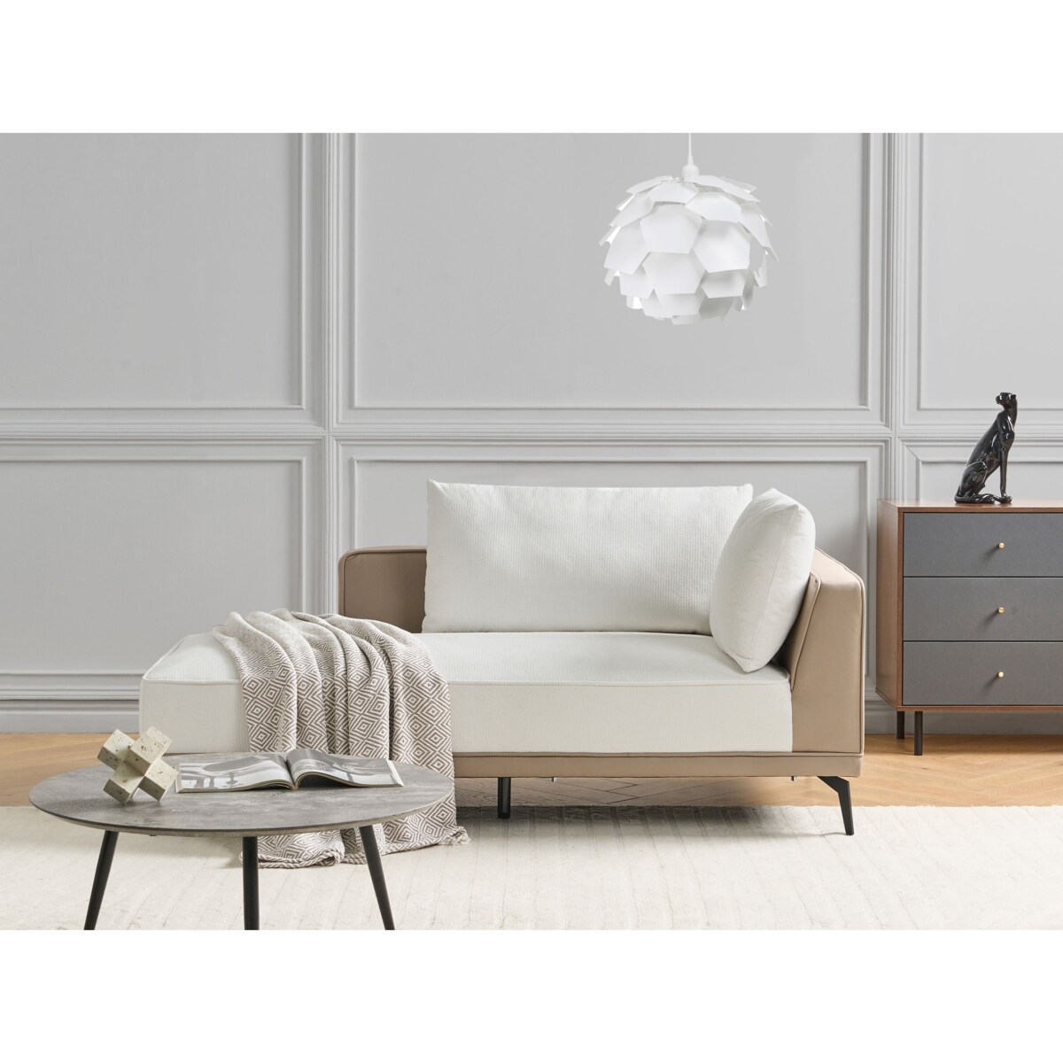 Narożnik modułowy prawostronny złamana biel MYKEN