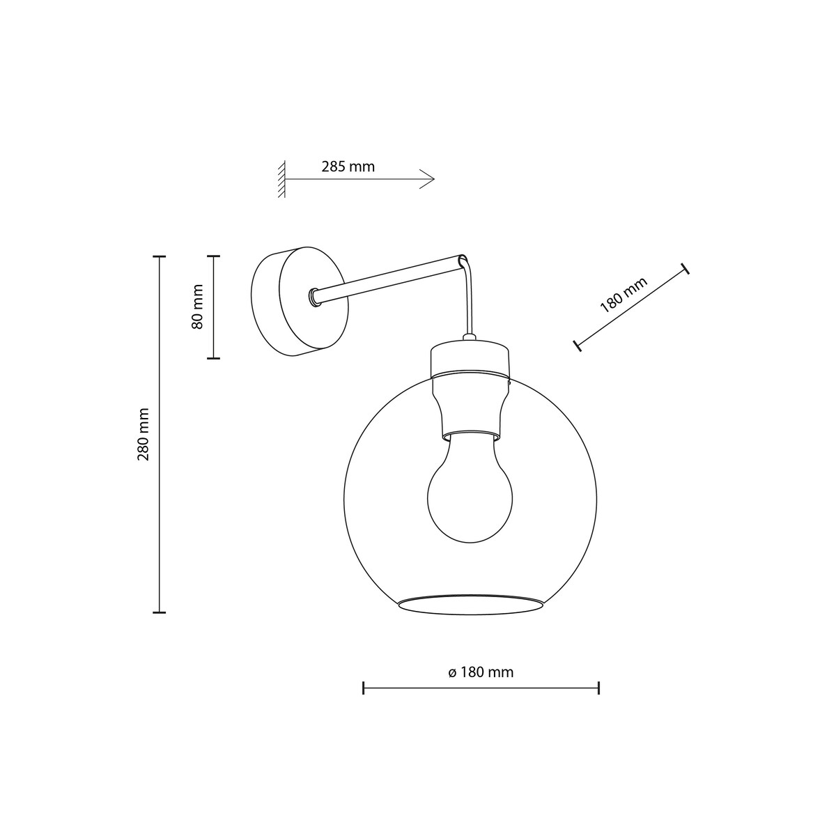 Kinkiet ścienny TK Lighting CUBUS Transparent 10245 czarny E27 nowoczesny