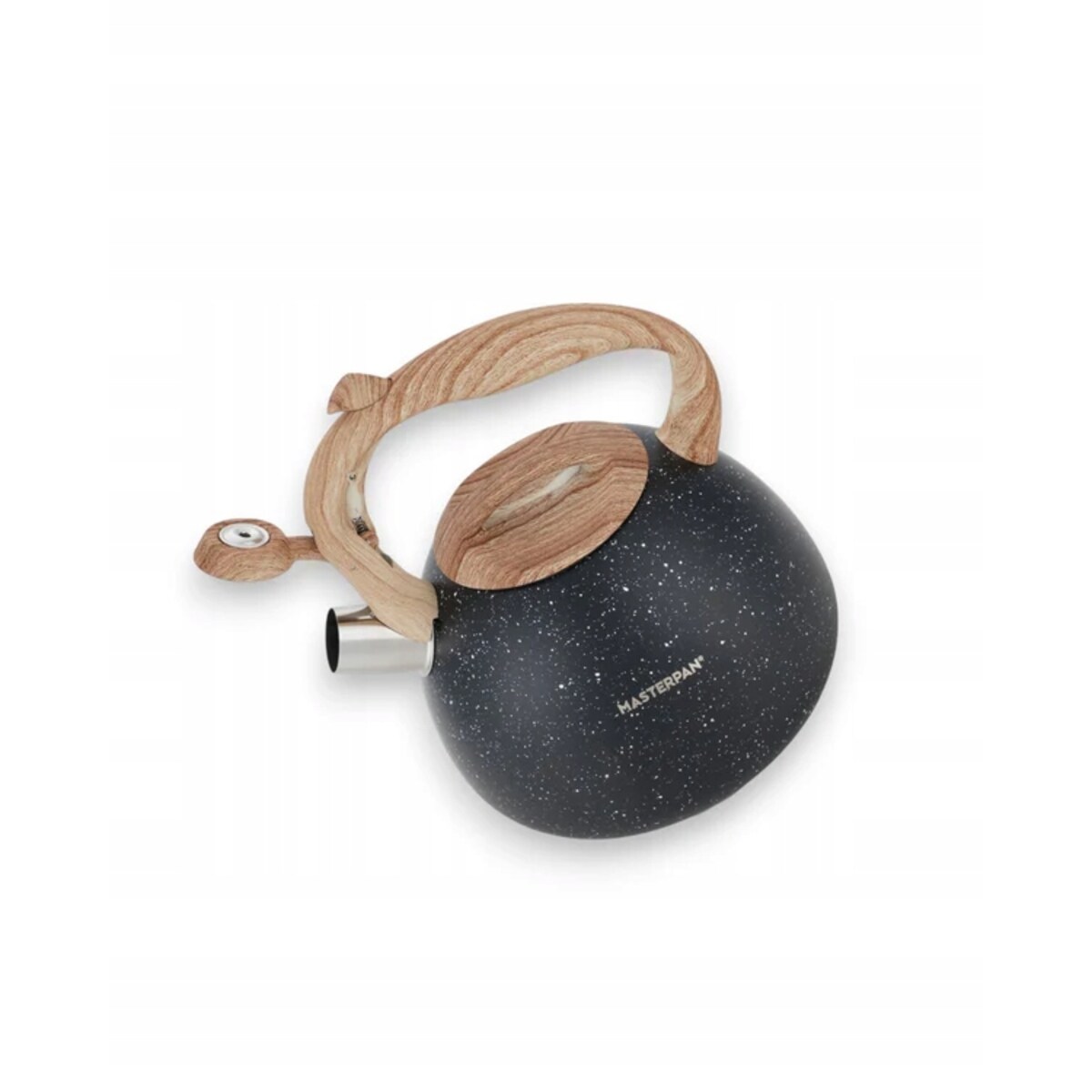 Czajnik Stalowy 2.8L Z Gwizdkiem Elegancki Czarny Z Drewnianym Uchwytem