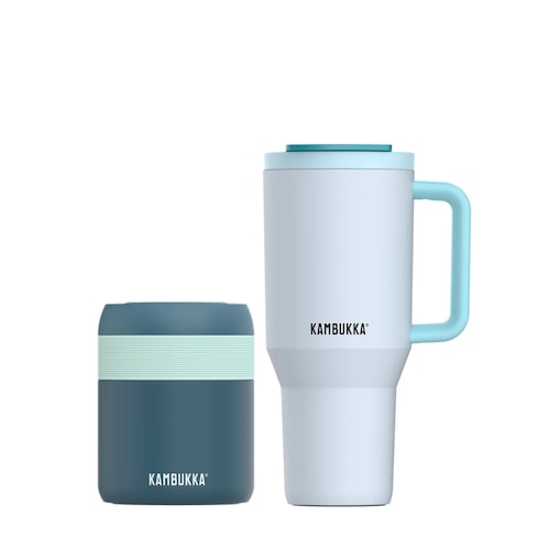 Kambukka kubek termiczny Rio 950ml + lunchbox Bora 600ml Zestaw Ice blue