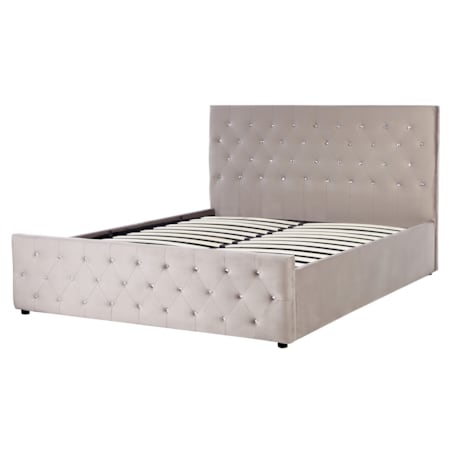 Łóżko z pojemnikiem welurowe 160 x 200 cm beżowoszare AMIENS