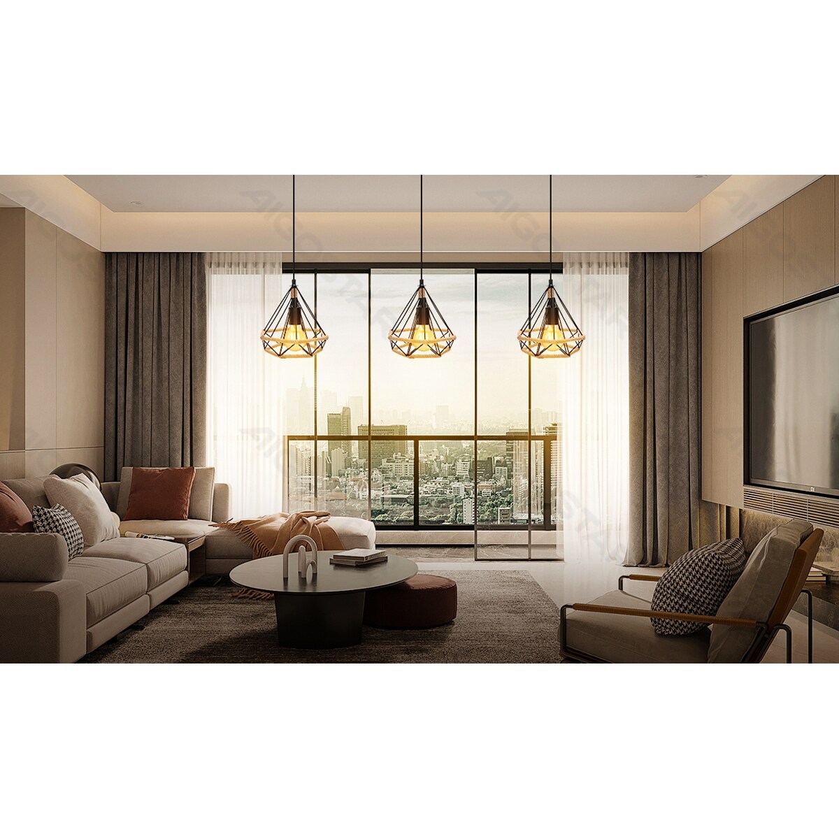 żyrandol metal z liną industrial czarny