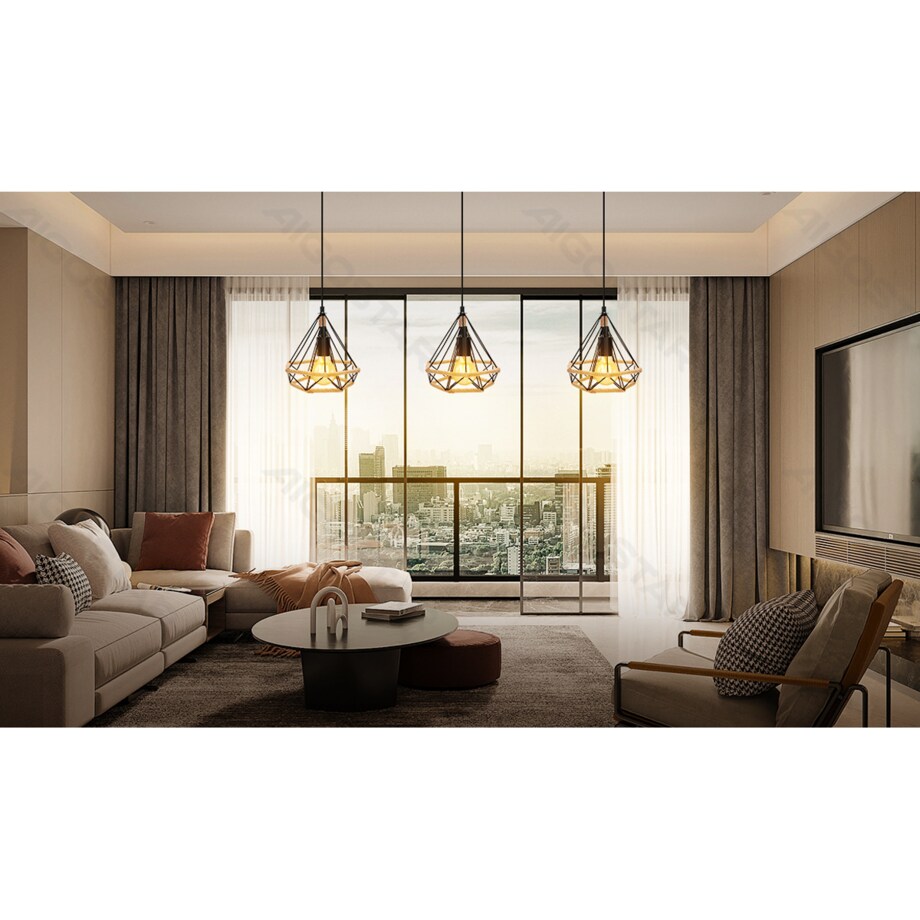 żyrandol metal z liną industrial czarny