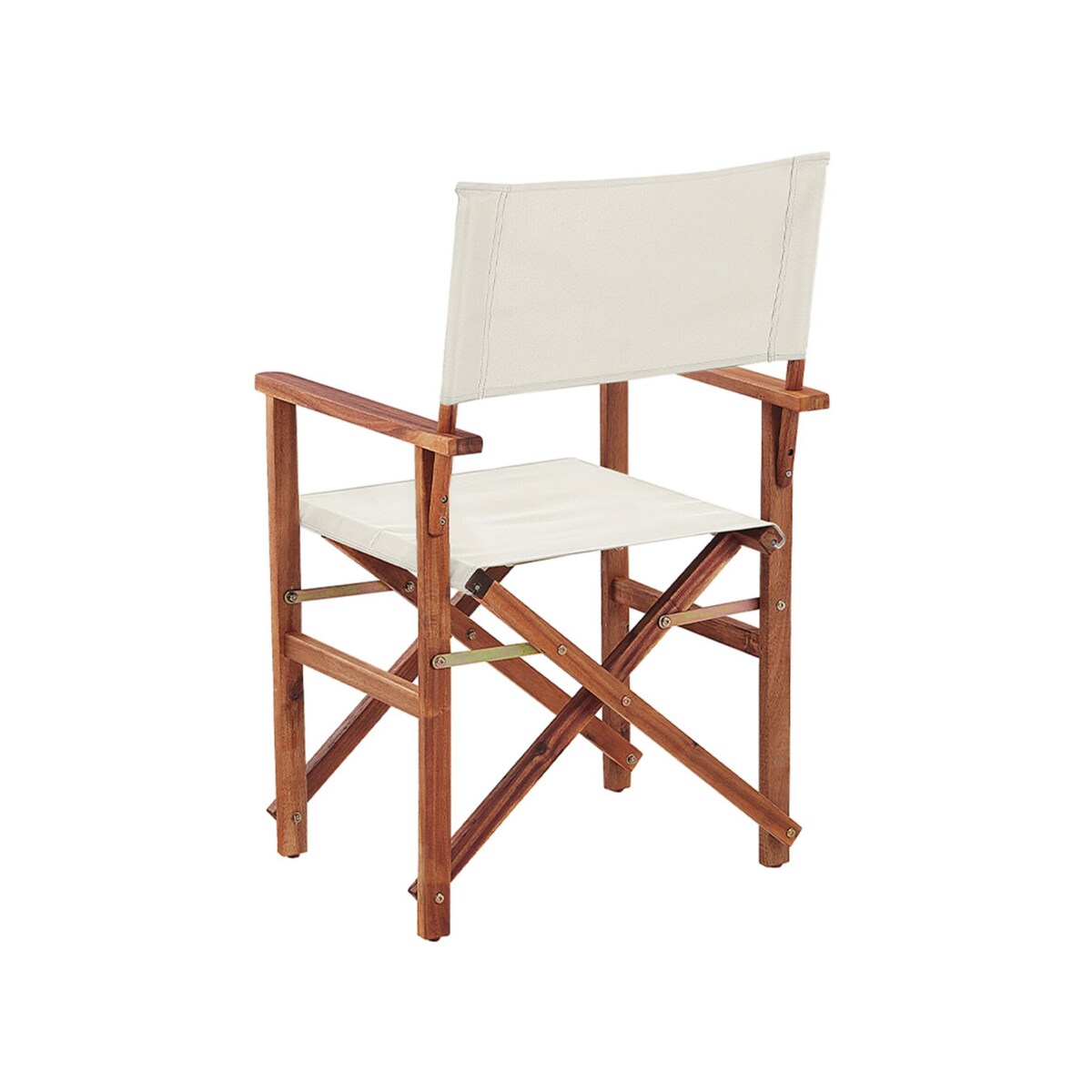 Zestaw 2 krzeseł ogrodowych akacjowy ciemne drewno z białym / wzór we flamingi CINE