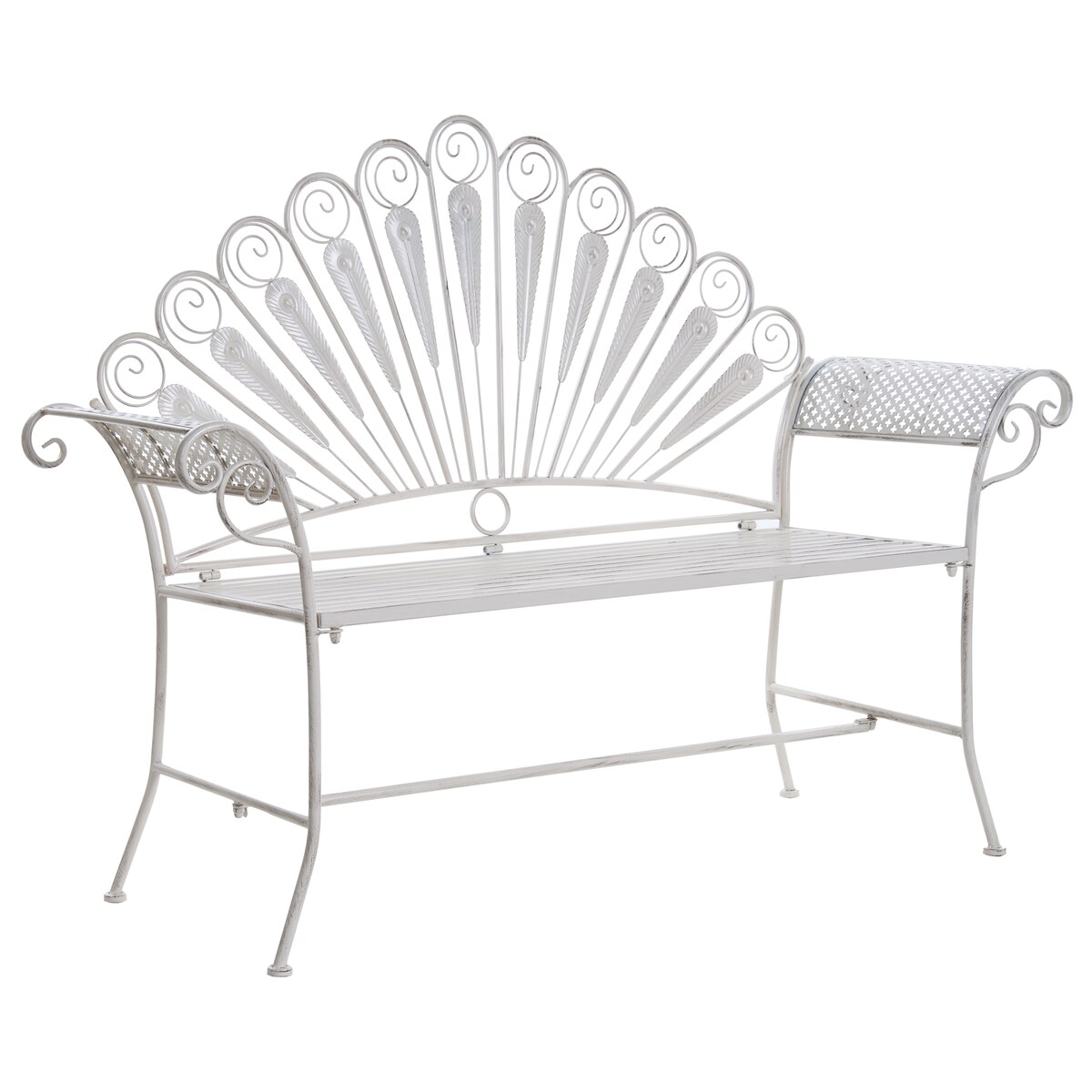 Ławka ogrodowa PAVIA 146 cm Metal Złamana biel