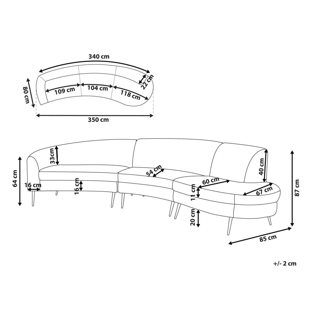 Sofa półokrągła 4-osobowa welurowa różowa MOSS