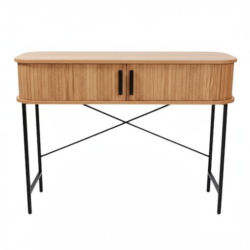 Konsola z rozsuwanymi drzwiami SCAVA, ryflowana, 100 x 35 x 80,5 cm