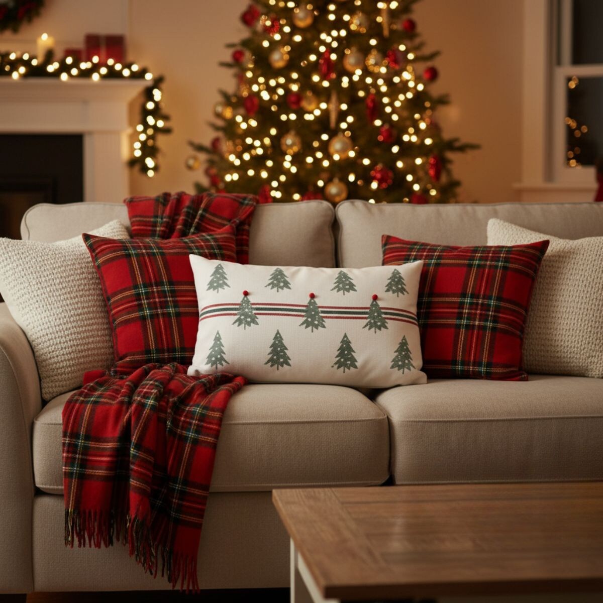 Poduszka dekoracyjna, świąteczny wzór, 30 x 50 cm