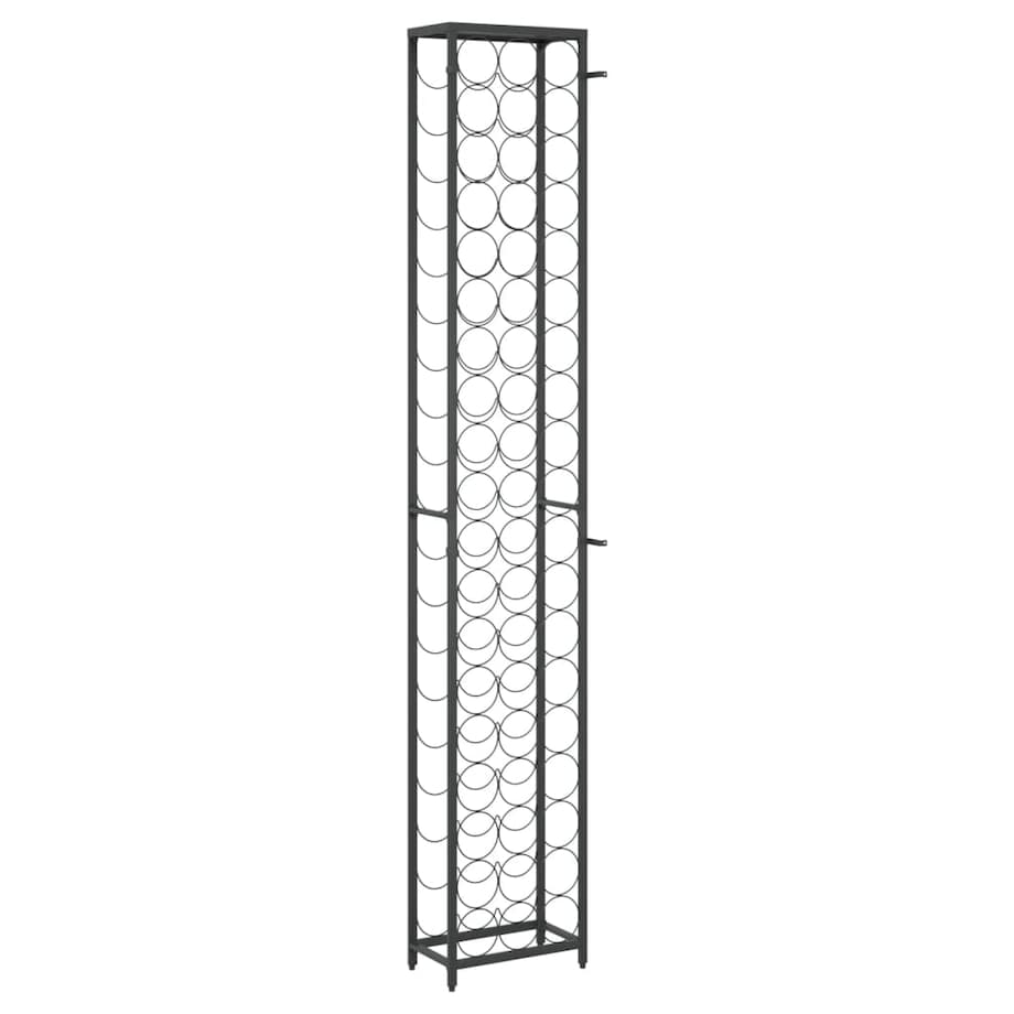 vidaXL Stojak na 57 butelek, czarny, 34x18x200 cm, kute żelazo