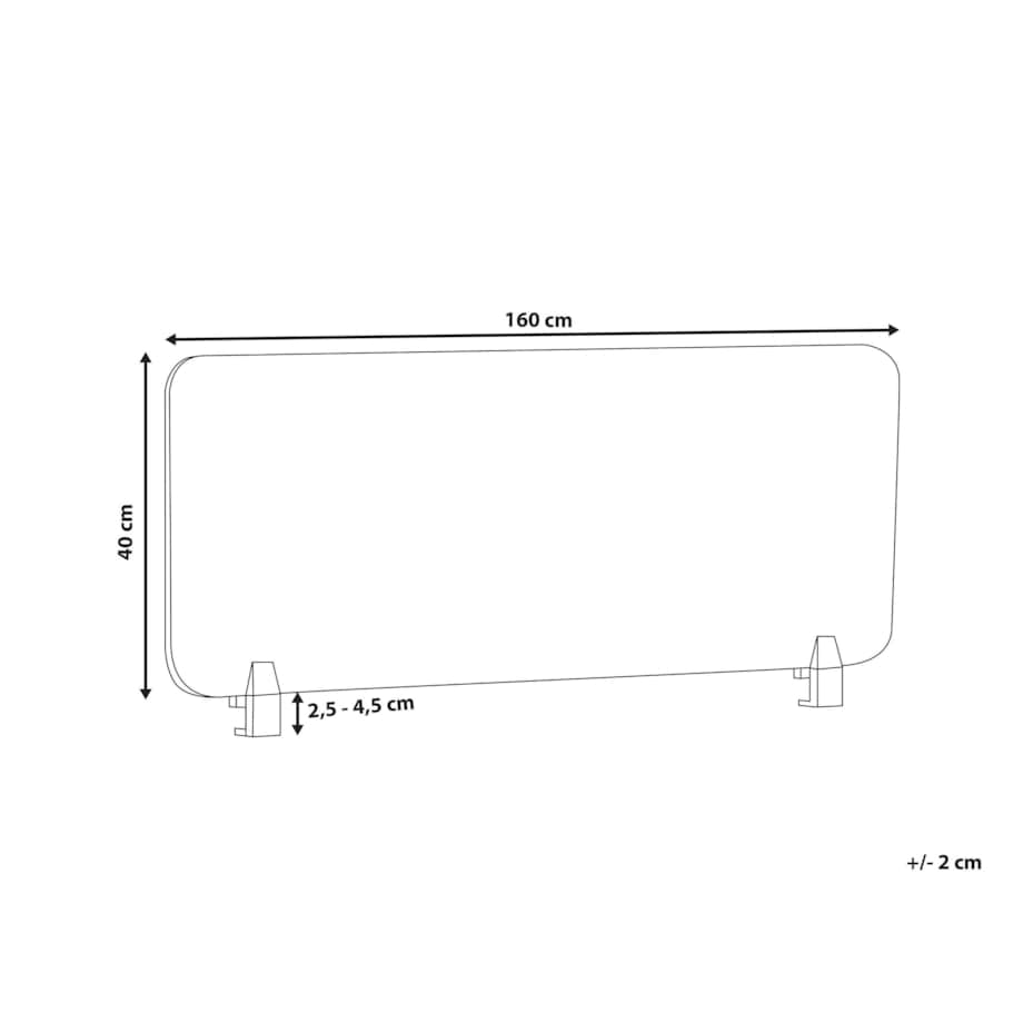 Przegroda biurkowa 160 x 40 cm Różne rozmiary