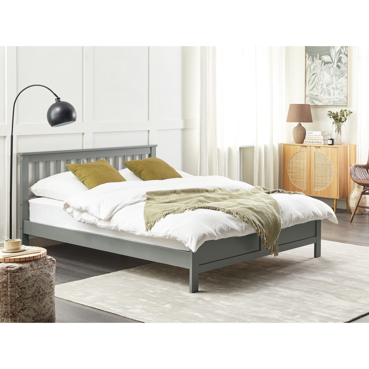 Łóżko drewniane 160 x 200 cm szare MAYENNE