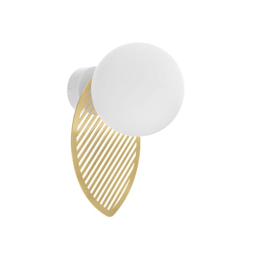 FYLLO B złota lampa ścienna / kinkiet z mosiężnym liściem