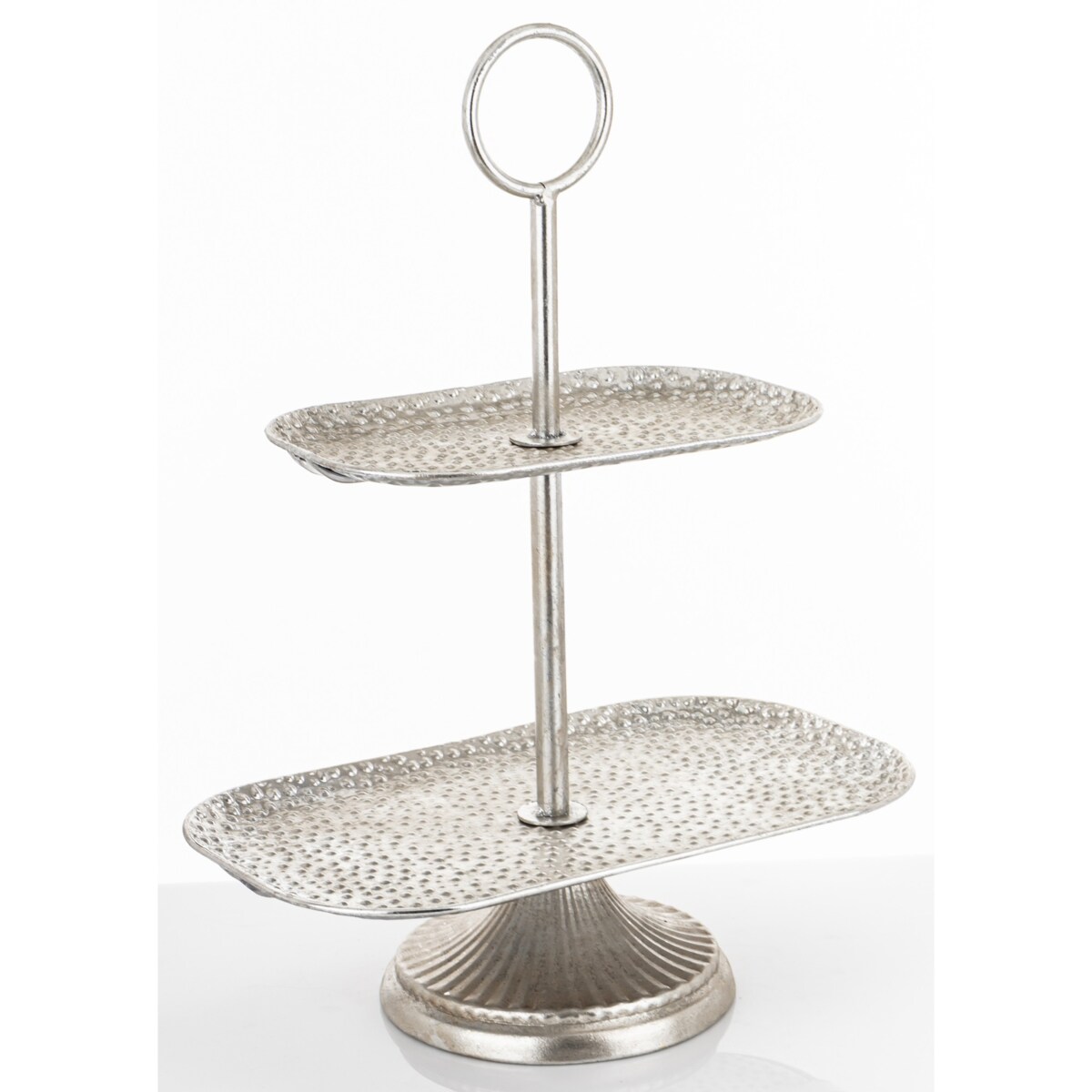 Patera dwupoziomowa, 48x36x21,5 cm srebrna młotkowana