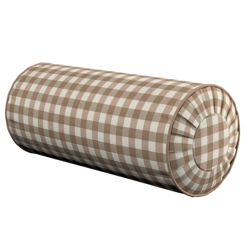 Poduszka wałek z zakładkami, beżowo-biała kratka (1,5x1,5cm), Ø20 x 50 cm, Quadro
