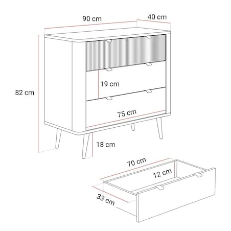Komoda do salonu AUTUMN 3S na wysokich nóżkach, kaszmir / szary kamień