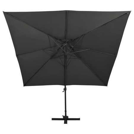 vidaXL Parasol wiszący z podwójną czaszą, 300x300 cm, czarny