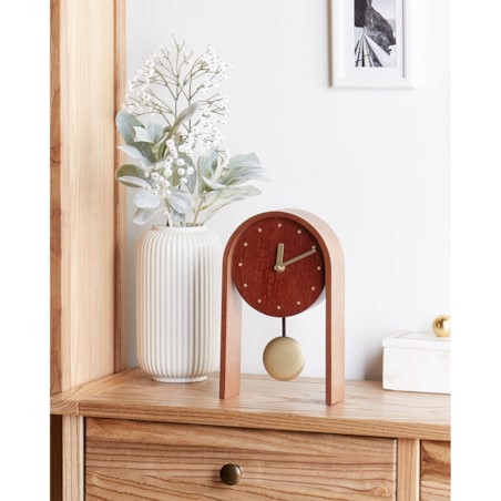 Zegar biurkowy FERDEN MDF Ciemne drewno