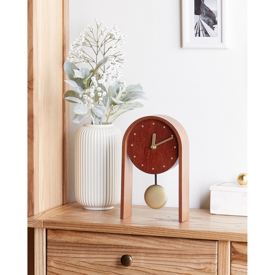 Zegar biurkowy FERDEN MDF Ciemne drewno