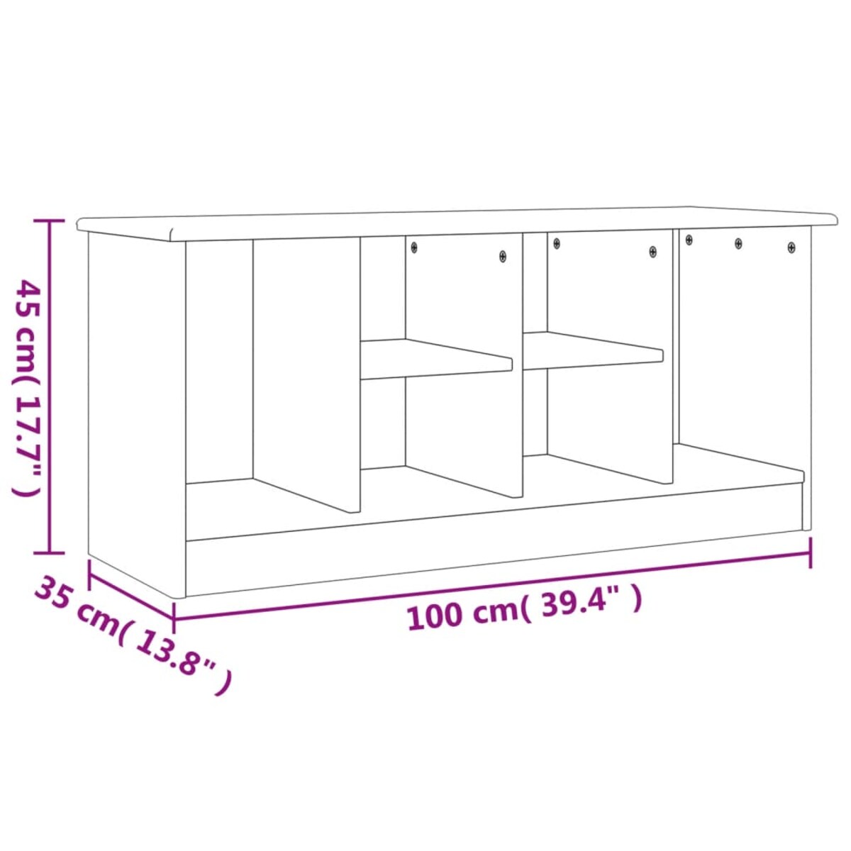 vidaXL Ławka ze schowkiem na buty ALTA, biała, 100x35x45 cm, sosna