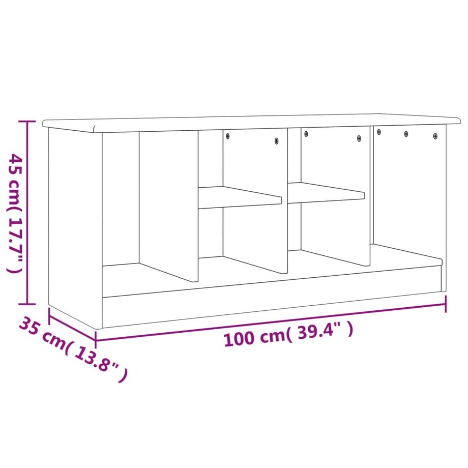 vidaXL Ławka ze schowkiem na buty ALTA, biała, 100x35x45 cm, sosna