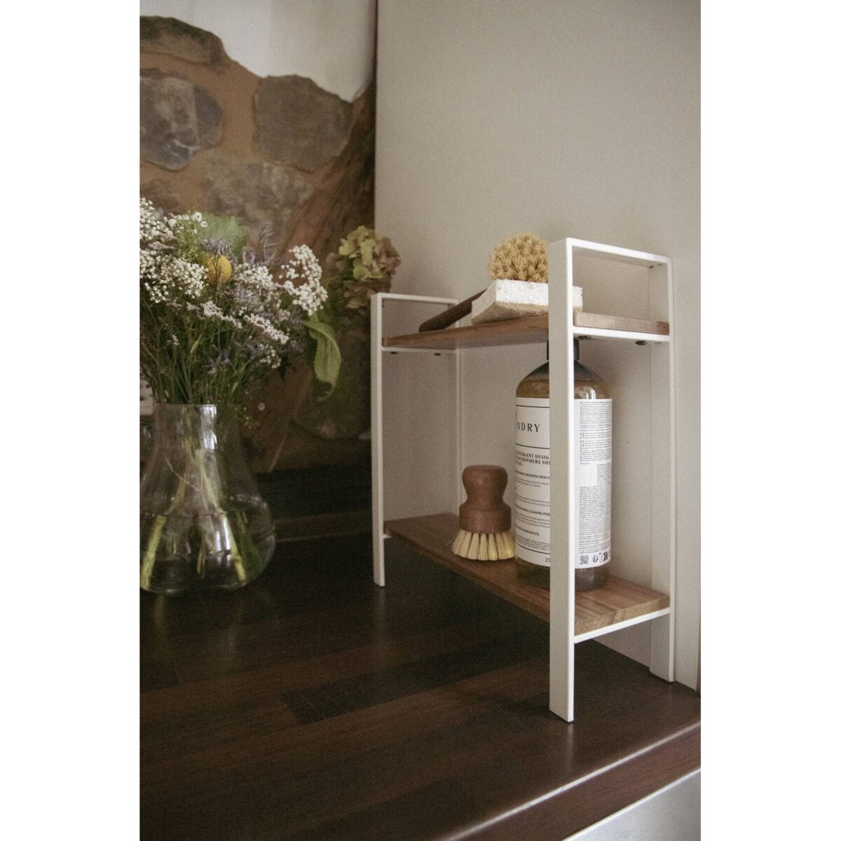 Dwupoziomowa półka kuchenna na blat LOUISA, drewno akacji